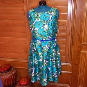 Liz Claiborne Belted green party dress, Size 14